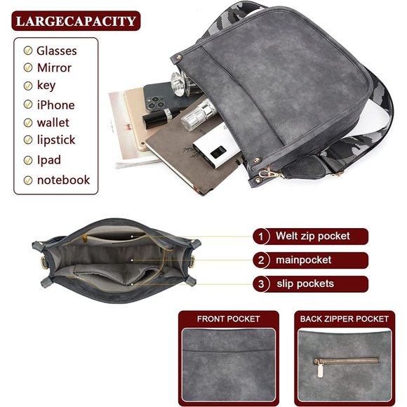 Crossbody Bag Purse for Women 2Pcs Leather Hobo Handbag Wallet Set With … - Picture 8 of 11